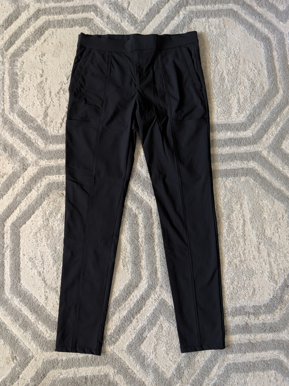 Athleta Black Slim Skinny Pants Womens Pockets Zip Nylon/Spandex Size 8